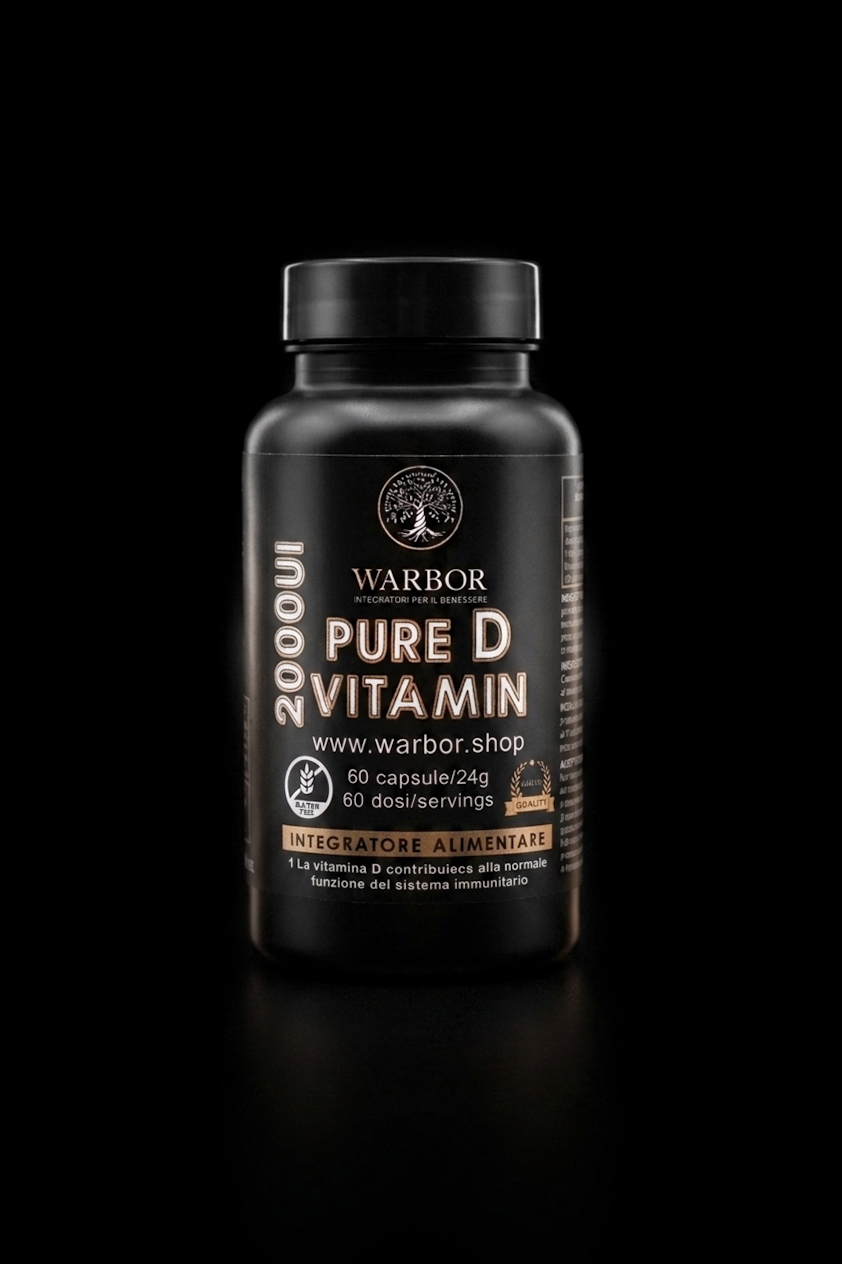 Warbor Pure D Vitamin 2000 UI – Vitamina D3 Vegetale da Licheni per Ossa, Muscoli e Sistema Immunitario